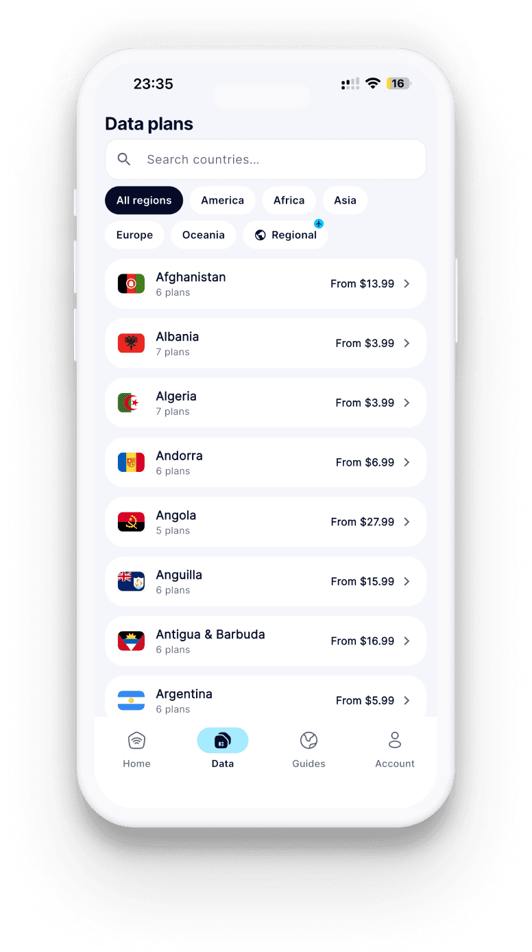BaxSim app on iPhone — eSIM management screen